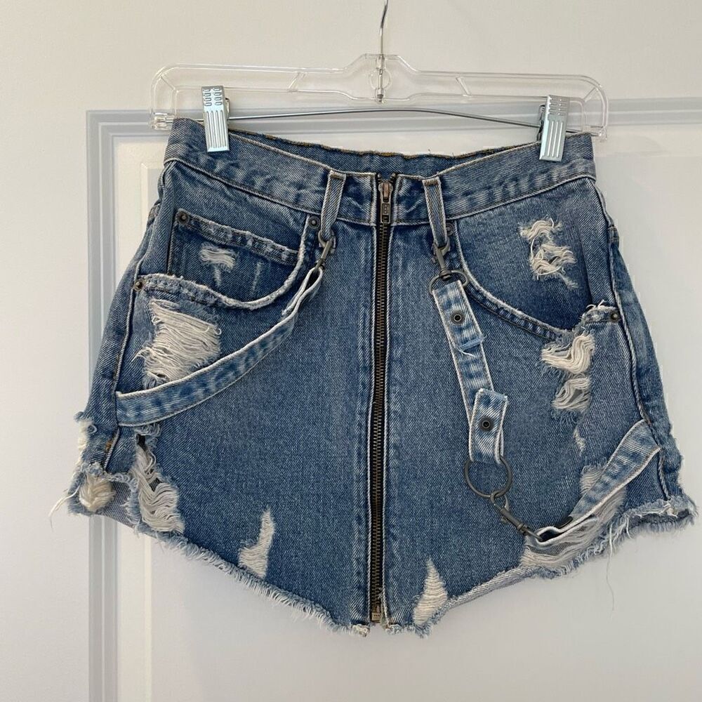 Carmar Beatrice Denim Jean Skirt Front Zipper